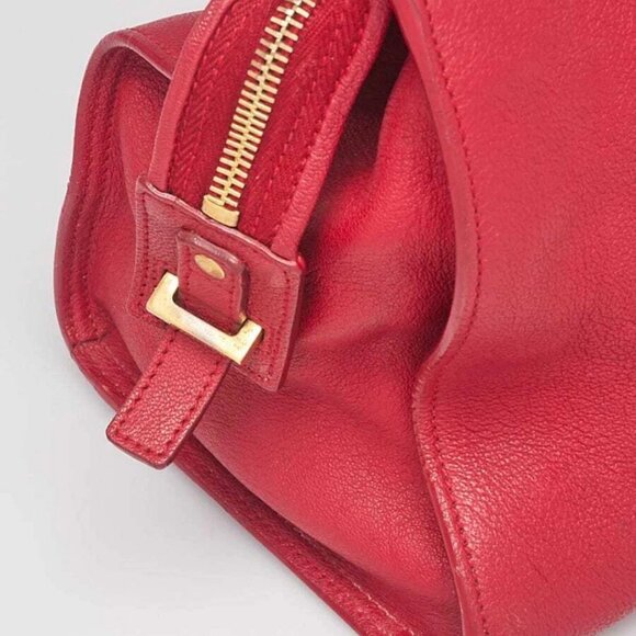 Yves Saint Laurent Red Calfskin Leather Small Cabas ChYc Bag - Picture 8 of 12